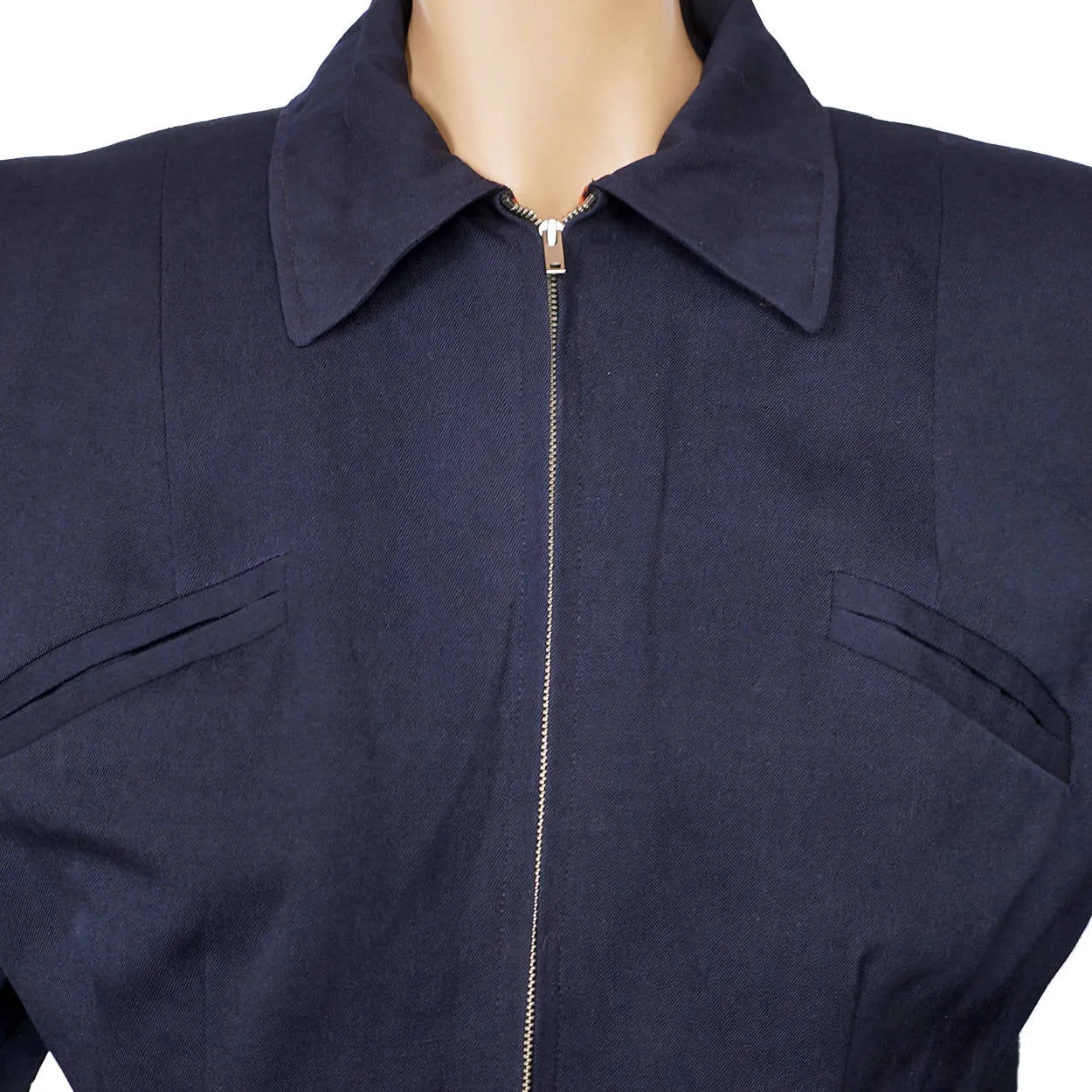 Vintage 1940s Ski Jacket Navy Blue Gabardine Ladies Size M
