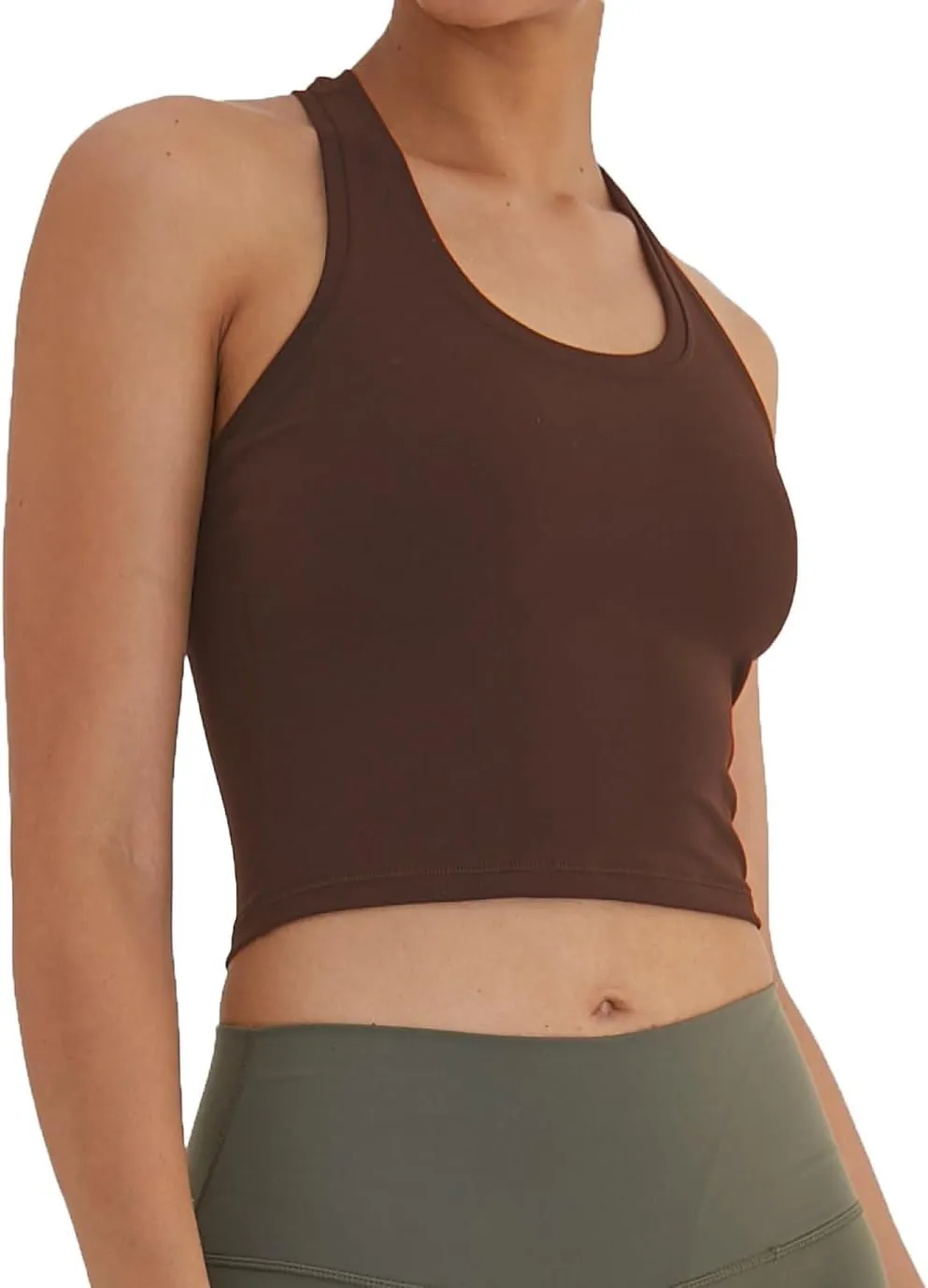 Women's Cropped Racerback Tank Tops Running Workout Tops Active Yoga Tops