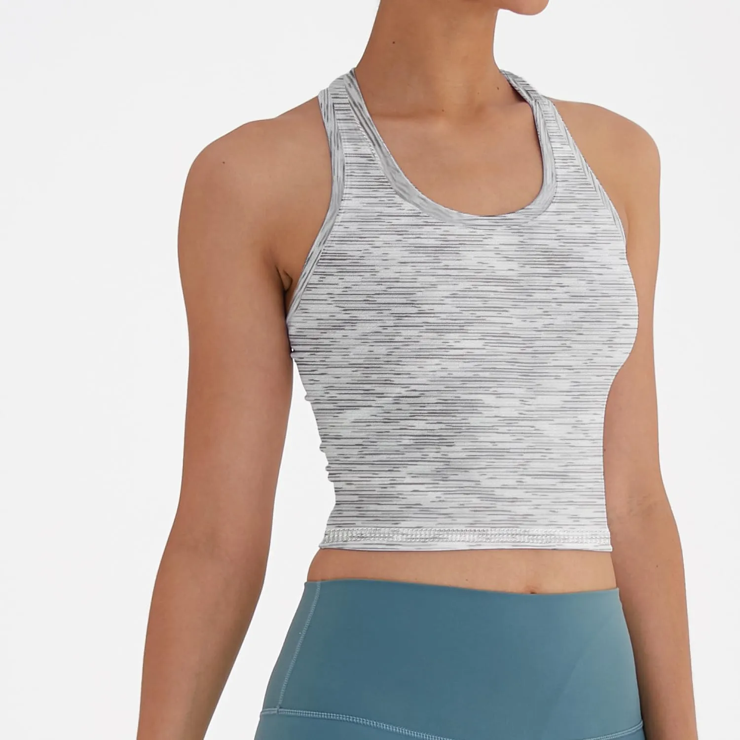 Women's Cropped Racerback Tank Tops Running Workout Tops Active Yoga Tops