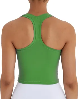 Women's Cropped Racerback Tank Tops Running Workout Tops Active Yoga Tops