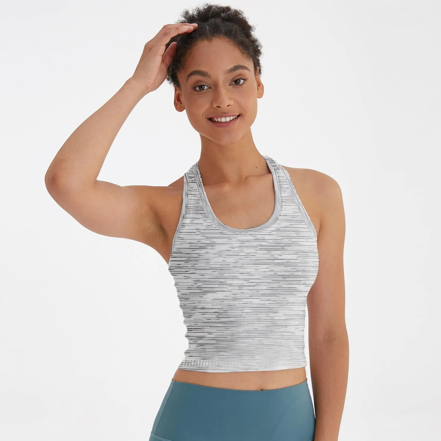 Women's Cropped Racerback Tank Tops Running Workout Tops Active Yoga Tops