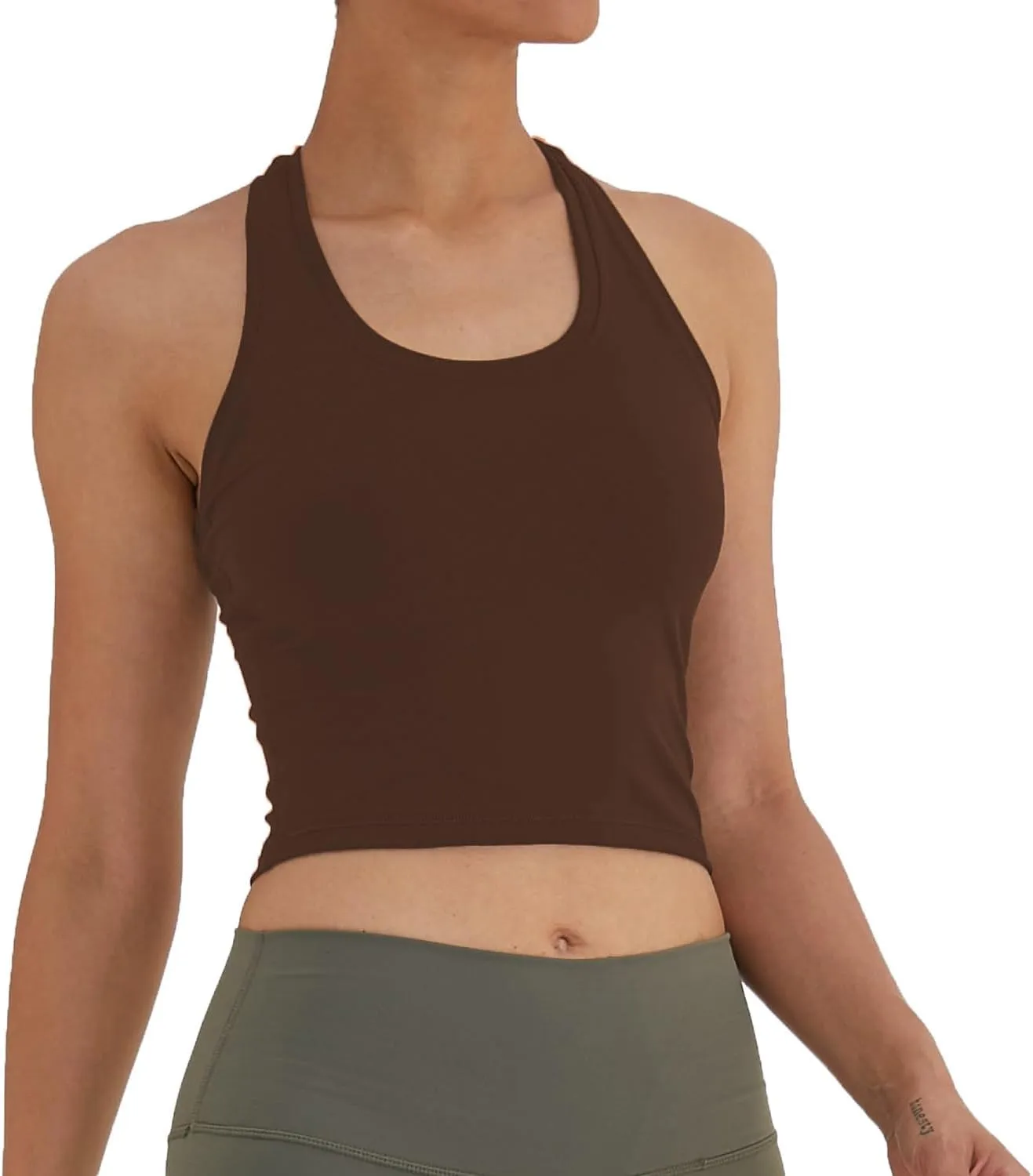 Women's Cropped Racerback Tank Tops Running Workout Tops Active Yoga Tops
