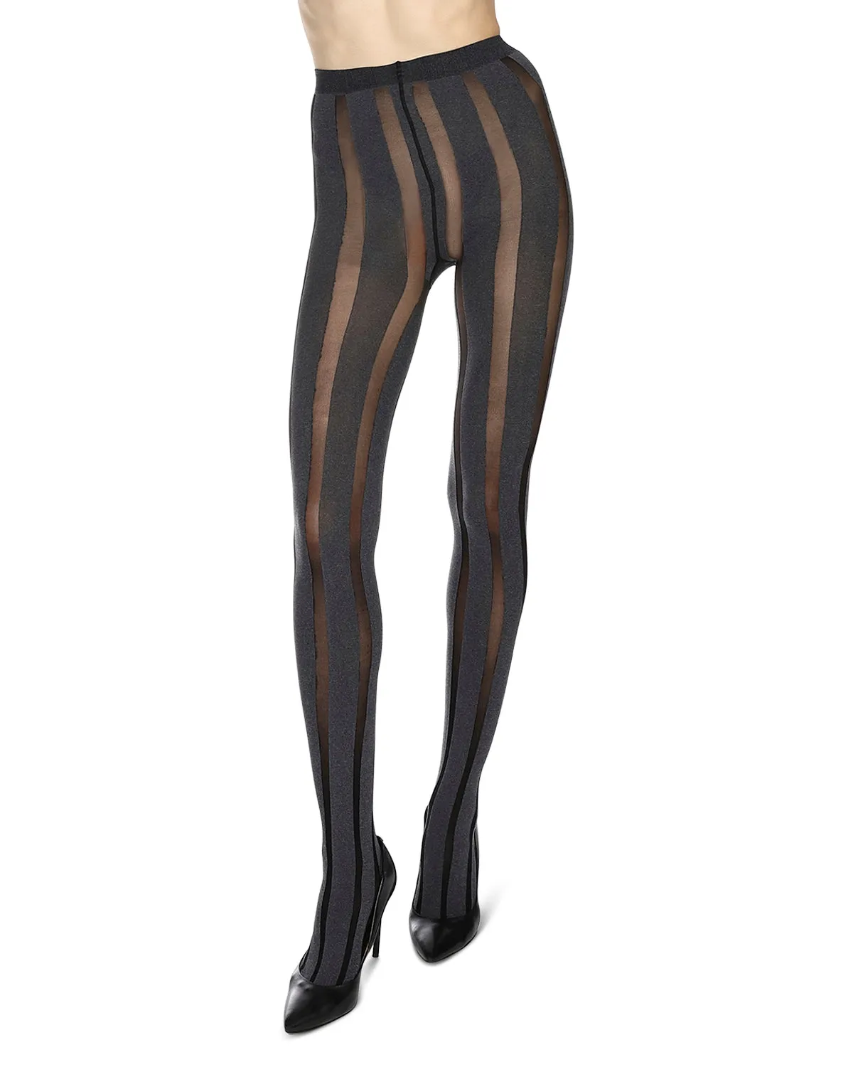 Women's Linear Heather Opaque Nylon Tights