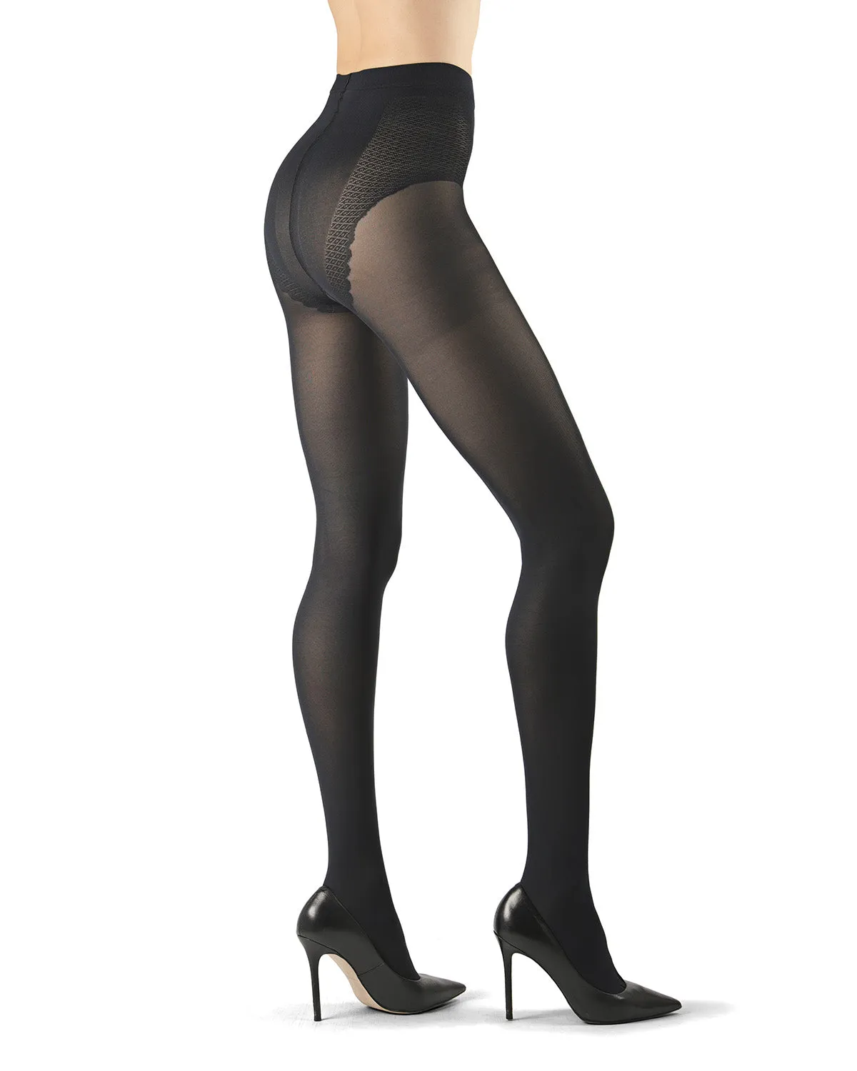 Women's Luxe Satin Opaque 60 D Control Top Banded Tights