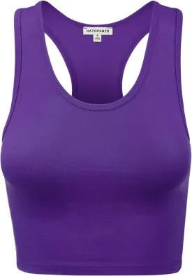 Women's Sleeveless Racerback Crop Camisole Tank Tops Cotton Basic Shirts