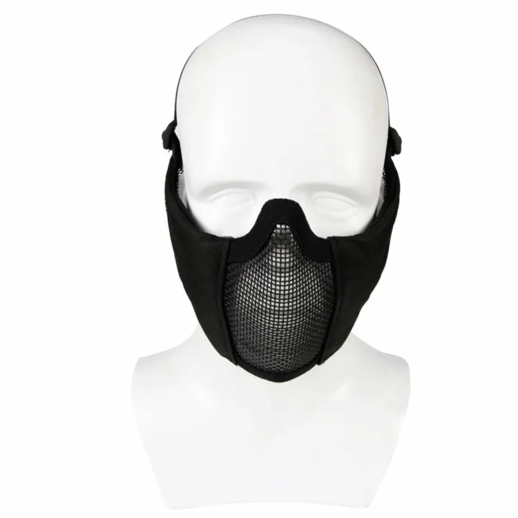 WoSporT Half Face Metal Net Field  Ear Protection Outdoor Cycling Steel Mask(Dark Crepe)