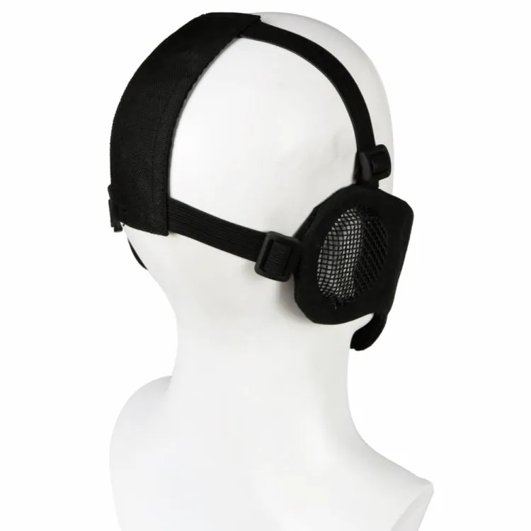 WoSporT Half Face Metal Net Field  Ear Protection Outdoor Cycling Steel Mask(Dark Crepe)
