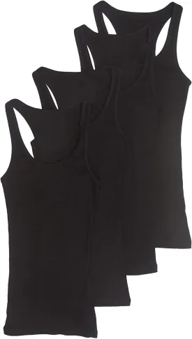 Zenana Outfitters 4 Pack Womens Basic Ribbed Racerback Tank Top